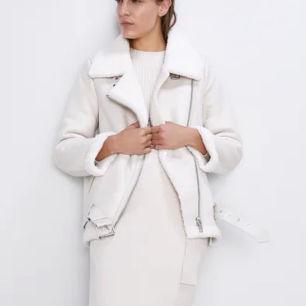 DOUBLE-FACED BIKER JACKET ELEGANT WOMAN SZ XS please NOTE no belt.